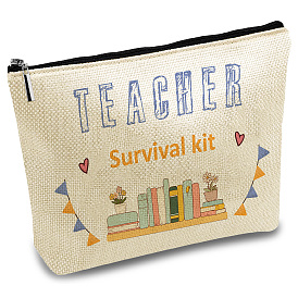 Мешки для хранения из поликоттонового полотна, металлические мешочки на молнии, прямоугольник с рисунком