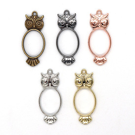 Alloy Open Back Bezel Owl Pendants, for DIY UV Resin, Epoxy Resin