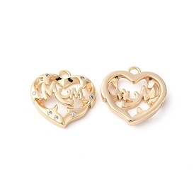 Brass Pave Cubic Zirconia Charms, Nickel Free, Heart
