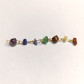 7 colgantes grandes y largos de piedras preciosas de chakra, dijes de chips de gemas mixtas naturales con presillas de acero inoxidable