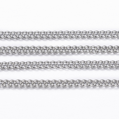 Ion Plating(IP) 304 Stainless Steel Twisted Chains, Curb Chains, Soldered, with Spool