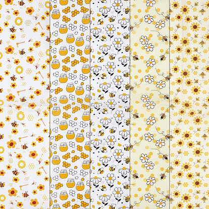 Polycotton Fabric, for Garment Accessories, Bees & Flower Pattern
