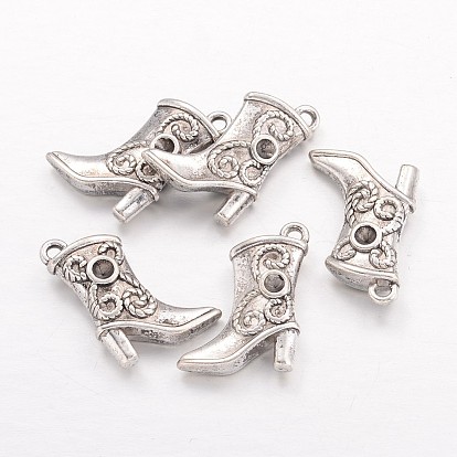 Tibetan Style Alloy Pendant Cabochon Rhinestone Settings, Boot, Lead Free & Cadmium Free, 20x14x4mm, Hole: 1mm, about 374pcs/1000g, Fit for 2mm rhinestone