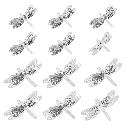 12шт. 2 стили латунные филигранные соединительные элементы звенья, с кристально горный хрусталь, стрекоза
