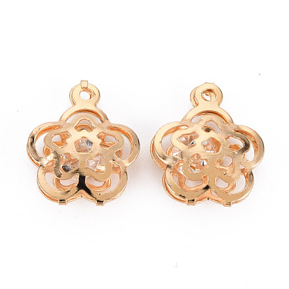 Rack Plating Eco-Friendly Iron Charms, with Crystal Rhinestone, Cadmium Free & Nickel Free & Lead Free, Flower