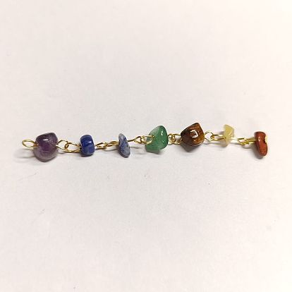 7 colgantes grandes y largos de piedras preciosas de chakra, dijes de chips de gemas mixtas naturales con presillas de acero inoxidable