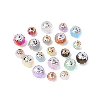 Непрозрачная светящаяся смола и пластиковые шарики CCB, круглая/рондель с цветком, с блеском порошок, светится в темноте