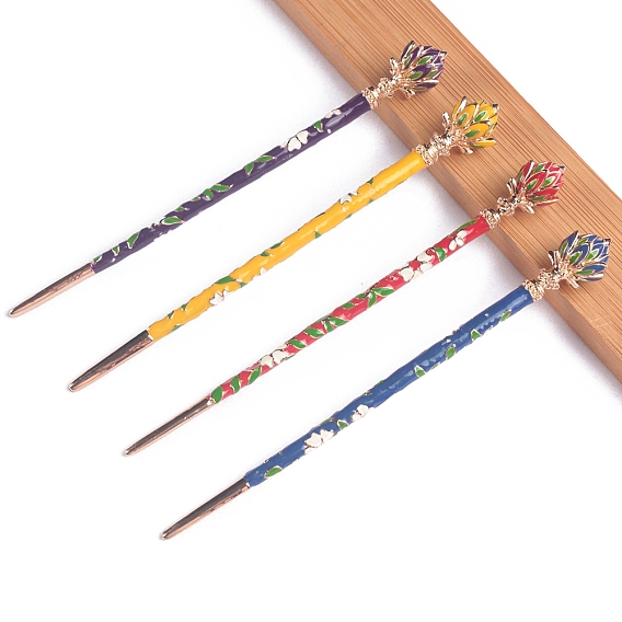 Палочки для волос в виде цветов из эмали из сплава, аксессуары для волос для женщин и девочек