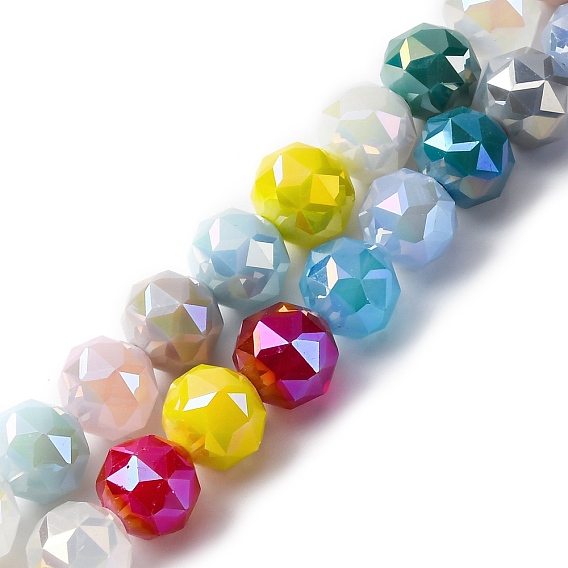 Электропаллетные непрозрачные стеклянные бусины нити, круглые, граненые