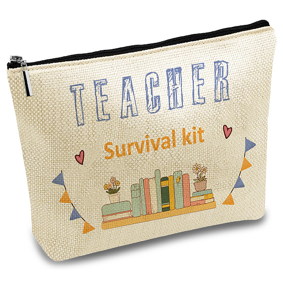 Мешки для хранения из поликоттонового полотна, металлические мешочки на молнии, прямоугольник с рисунком