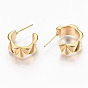 Brass Half Hoop Earrings, Stud Earrings, Nickel Free, Semicircular