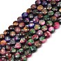 Природных тигровый глаз бисер нитей, граненый ромб, плоско-круглые, окрашенная и подогревом