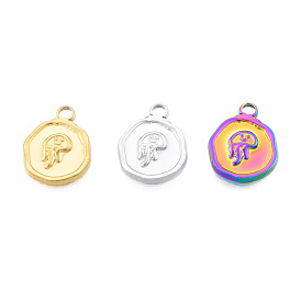 201 Stainless Steel Pendants, Flat Round with Jellyfish