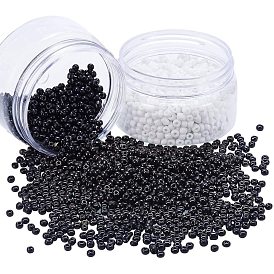 6/0 Glass Seed Beads, Opaque Colours Seed, Round, Black & White