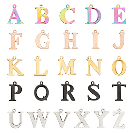 52 шт. 5 цвета вакуумное покрытие pvd 304 подвески из нержавеющей стали, лазерная резка, алфавита A ~ Z