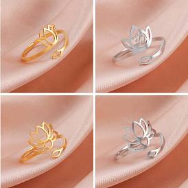 Лотос 304 открытые кольца-манжеты из нержавеющей стали для женщин