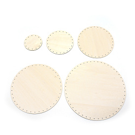 Conjunto de fondos de ganchillo de tejido de madera, plano y redondo, suministros de base de tejer ganchillo tejido diy
