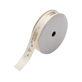 Flaches Polyester-Ripsband mit Weihnachtsmotiv, Heißprägeband, Kleidungszubehör, Streifen-/Wortmuster