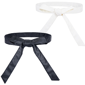 2Pcs 2 Colors PU Leather Wrap Belts for Coat, Bowknot