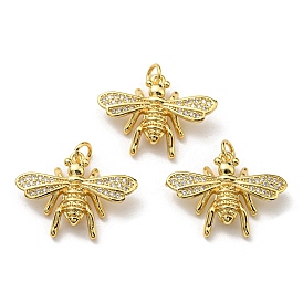 Brass with Cubic Zirconia Pendants, Long-Lasting Plated, Lead Free & Cadmium Free, Bee
