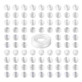 100Pcs 8mm Natural Selenite Beads, with 10m Elastic Crystal Thread, for DIY Stretch Bracelets Making Kits