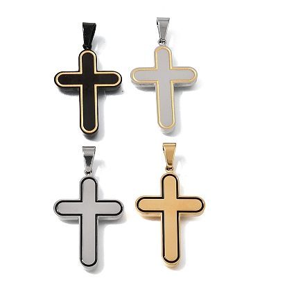 304 colgantes de acero inoxidable, con esmalte, encantos cruzados