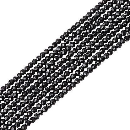 8 нити натуральные черные шпинель бусины нити, граненые, круглые