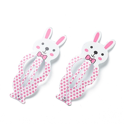 Cute Spray Painted Iron Snap Hair Clips, Rabbit, for Childern