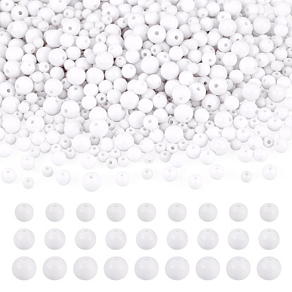 708 шт 3 стили непрозрачные акриловые бусины, круглые