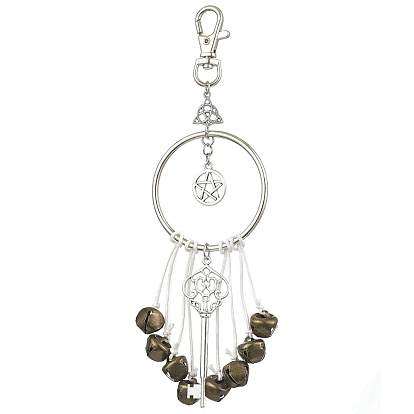 Украшения из сплава со звездами и кольцами, Железные колокольчики ведьмы и кисточка для ключей из сплава для подвесных украшений для домашней стены и двери