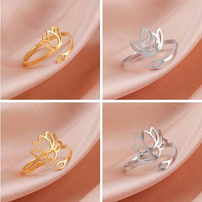 Лотос 304 открытые кольца-манжеты из нержавеющей стали для женщин