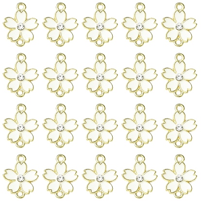 20шт. сплав эмаль 5-лепестковые цветочные подвески, с кристально горный хрусталь, золотой свет