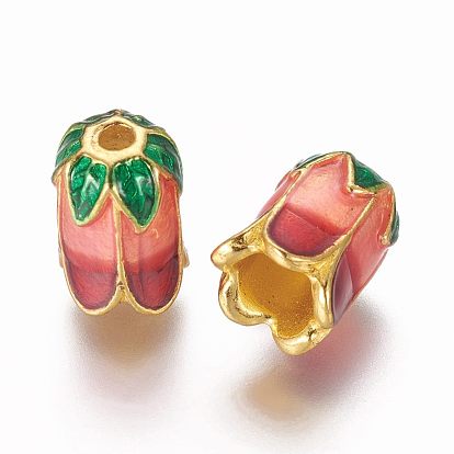 Alloy Bead Caps, with Enamel, 5-Petal