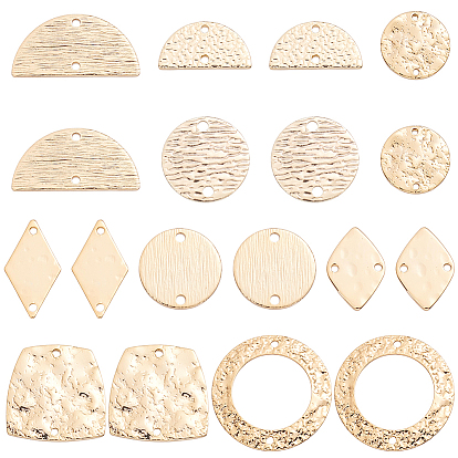 45 pcs 9 styles charmes de connecteur en laiton, réel 18 k plaqué or, plaqué longue durée