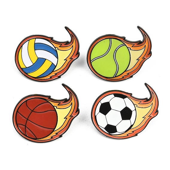 Спортивная брошь из сплава с эмалью, Изысканные черные застежки для лацканов для женщин и мужчин, пылающий шар