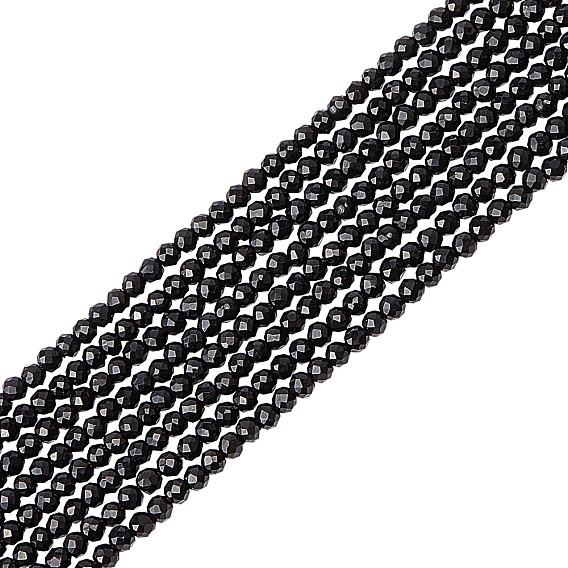 8 нити натуральные черные шпинель бусины нити, граненые, круглые