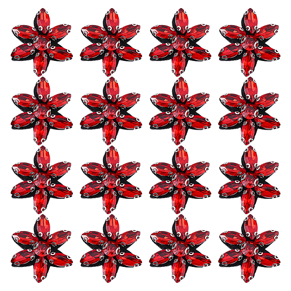16Pcs Glass Sew On Patches, Cloth Appliques, Flower