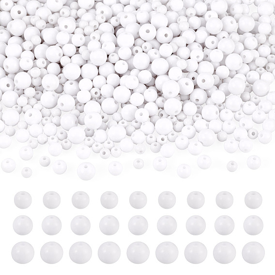 708Pcs 3 Styles Opaque Acrylic Beads, Round
