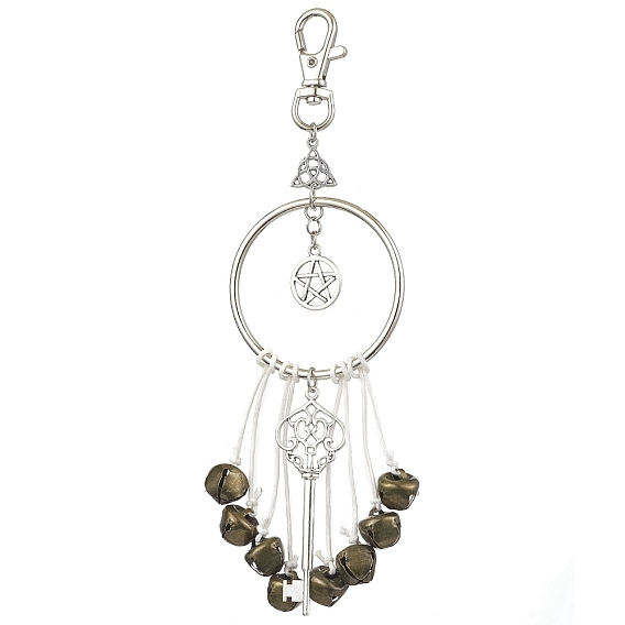 Украшения из сплава со звездами и кольцами, Железные колокольчики ведьмы и кисточка для ключей из сплава для подвесных украшений для домашней стены и двери