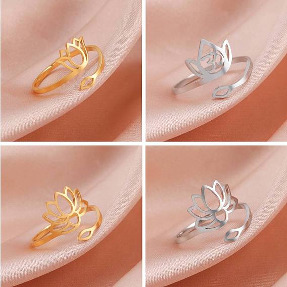 Лотос 304 открытые кольца-манжеты из нержавеющей стали для женщин