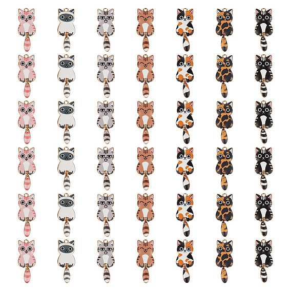 42 шт. 7 цвета светло-золотая стойка покрытие сплав эмаль подвески, без кадмия, без никеля и без свинца, кошачье очарование