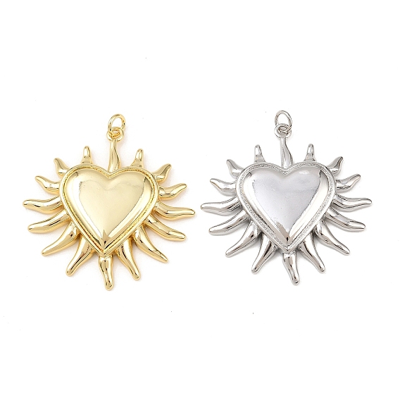 Латунные подвески, сердце, долговечный, без свинца и без кадмия, стойки покрытие, с целью перехода в кольце