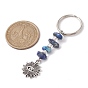 Tibetan Style Alloy Keychain, with Natural Lapis Lazuli Beads and Iron Split Key Rings, Evil Eye