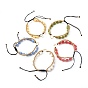 Handmade Polymer Clay Beads Nylon Thread Braided Bead Bracelets, with Brass Heart Links and Ball Chain
