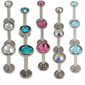 G23 титановый кубический цирконий плоские круглые 17 калибр без резьбы лабреты для женщин мужчин, цвет нержавеющей стали