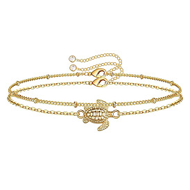Jewelry Fashion Versatile Small Turtle Bracelet Simple Bead Chain Hand Decoration Double Layer Bracelet