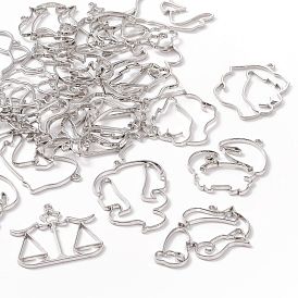 Zinc Alloy Open Back Bezel Pendants, For DIY UV Resin, Epoxy Resin, Pressed Flower Jewelry, Twelve Constellations