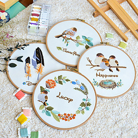 Embroidery material package handmade diy creative cross stitch kit simple three-dimensional embroidery of flowers and birds
