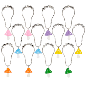 12шт 6 цвета железные кольца для душевой занавески для ванной комнаты, смолой подвесками, гриб