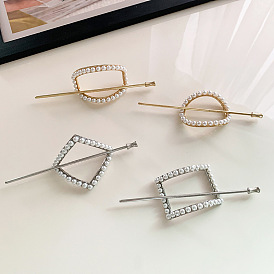 Minimalist Pearl Hairpin - Metal, Versatile, Elegant Bun Hairstyle Hairpin for Women.